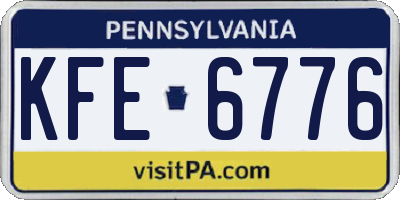 PA license plate KFE6776