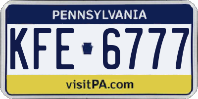 PA license plate KFE6777