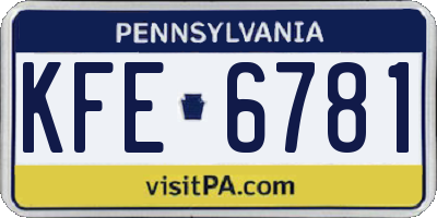 PA license plate KFE6781