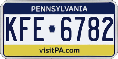 PA license plate KFE6782