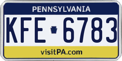 PA license plate KFE6783