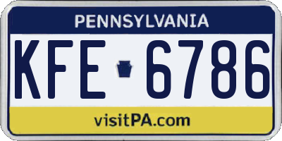 PA license plate KFE6786