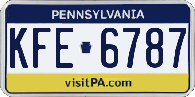 PA license plate KFE6787