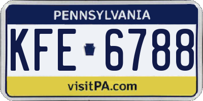 PA license plate KFE6788