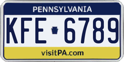 PA license plate KFE6789