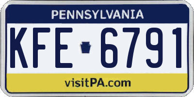 PA license plate KFE6791