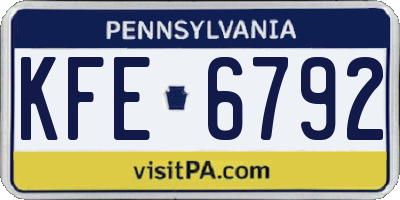 PA license plate KFE6792