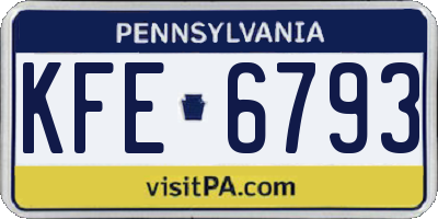 PA license plate KFE6793