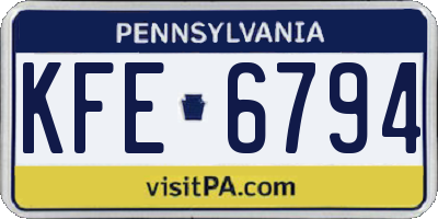 PA license plate KFE6794