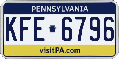 PA license plate KFE6796