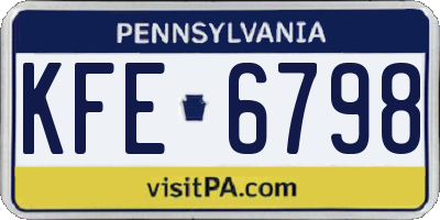 PA license plate KFE6798