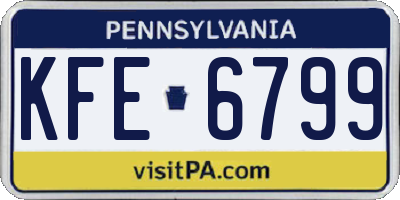 PA license plate KFE6799