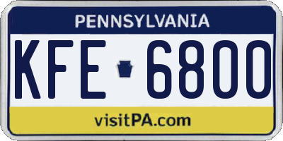 PA license plate KFE6800