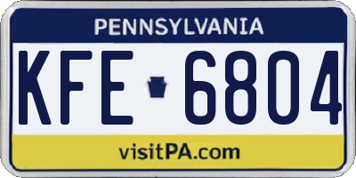 PA license plate KFE6804