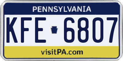 PA license plate KFE6807