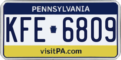 PA license plate KFE6809