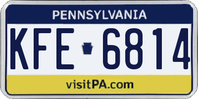 PA license plate KFE6814