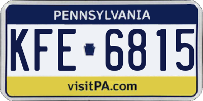 PA license plate KFE6815