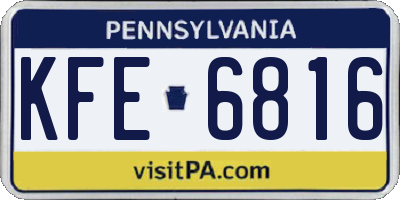 PA license plate KFE6816