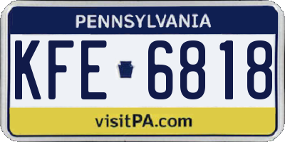 PA license plate KFE6818