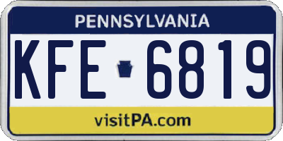PA license plate KFE6819
