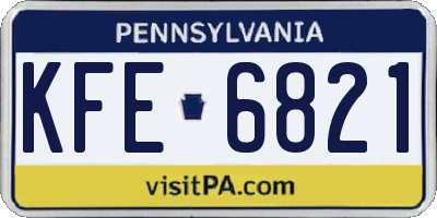 PA license plate KFE6821
