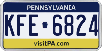 PA license plate KFE6824