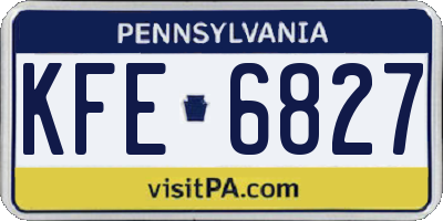 PA license plate KFE6827