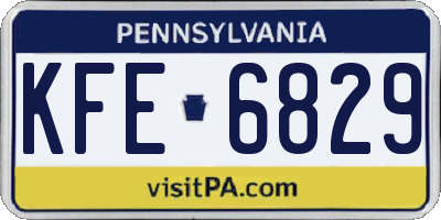 PA license plate KFE6829