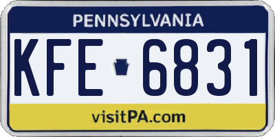 PA license plate KFE6831