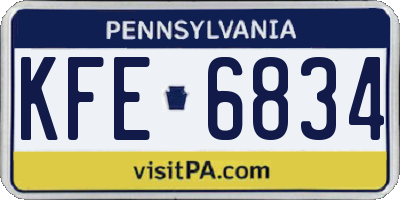 PA license plate KFE6834