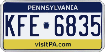 PA license plate KFE6835