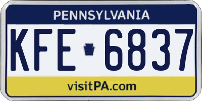 PA license plate KFE6837