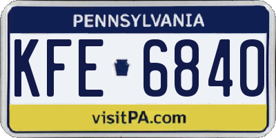 PA license plate KFE6840