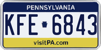 PA license plate KFE6843