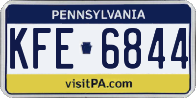 PA license plate KFE6844