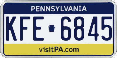 PA license plate KFE6845