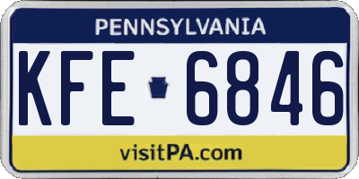 PA license plate KFE6846