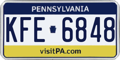 PA license plate KFE6848