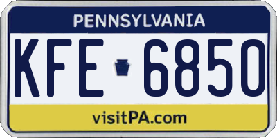 PA license plate KFE6850