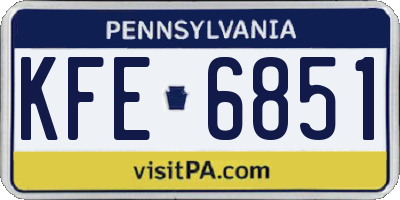 PA license plate KFE6851