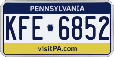 PA license plate KFE6852