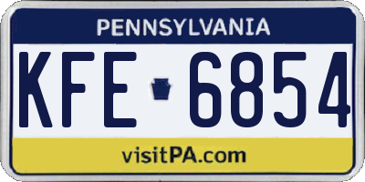 PA license plate KFE6854