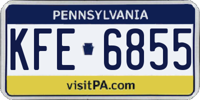 PA license plate KFE6855