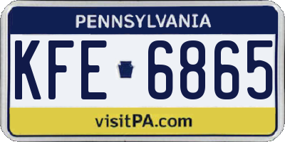 PA license plate KFE6865