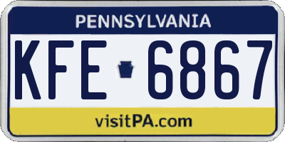 PA license plate KFE6867