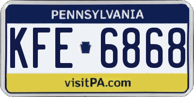 PA license plate KFE6868