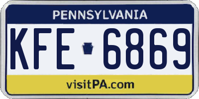 PA license plate KFE6869