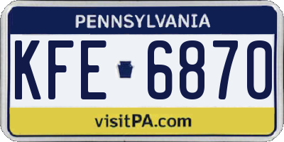PA license plate KFE6870