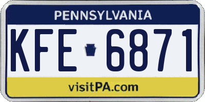PA license plate KFE6871